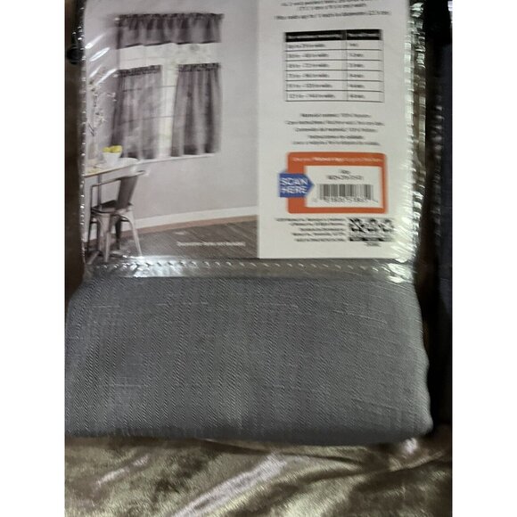 rod pocket valance 56"x 14 & 2 tiers 28" x 36" each small window 3pc set grayX2 - Picture 3 of 9